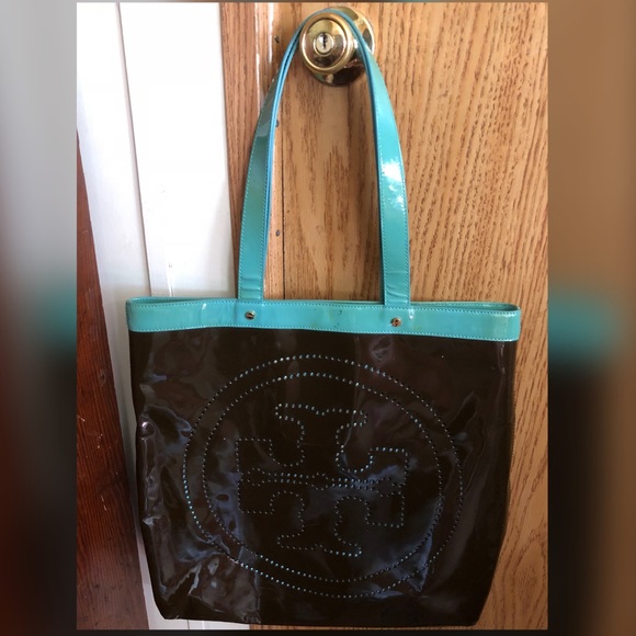 Auth Tory Burch Large Patent Leather Tote Handbag - Picture 2 of 8